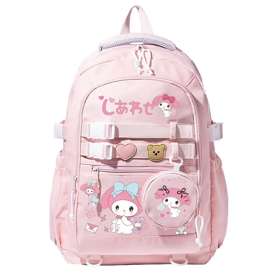 Cinnamoroll Kuromi My Melody Hello Kitty Anime Batoh roztomilé školské tašky Študentka späť do školy Schoolbag Anime Bookbag Bag Bag