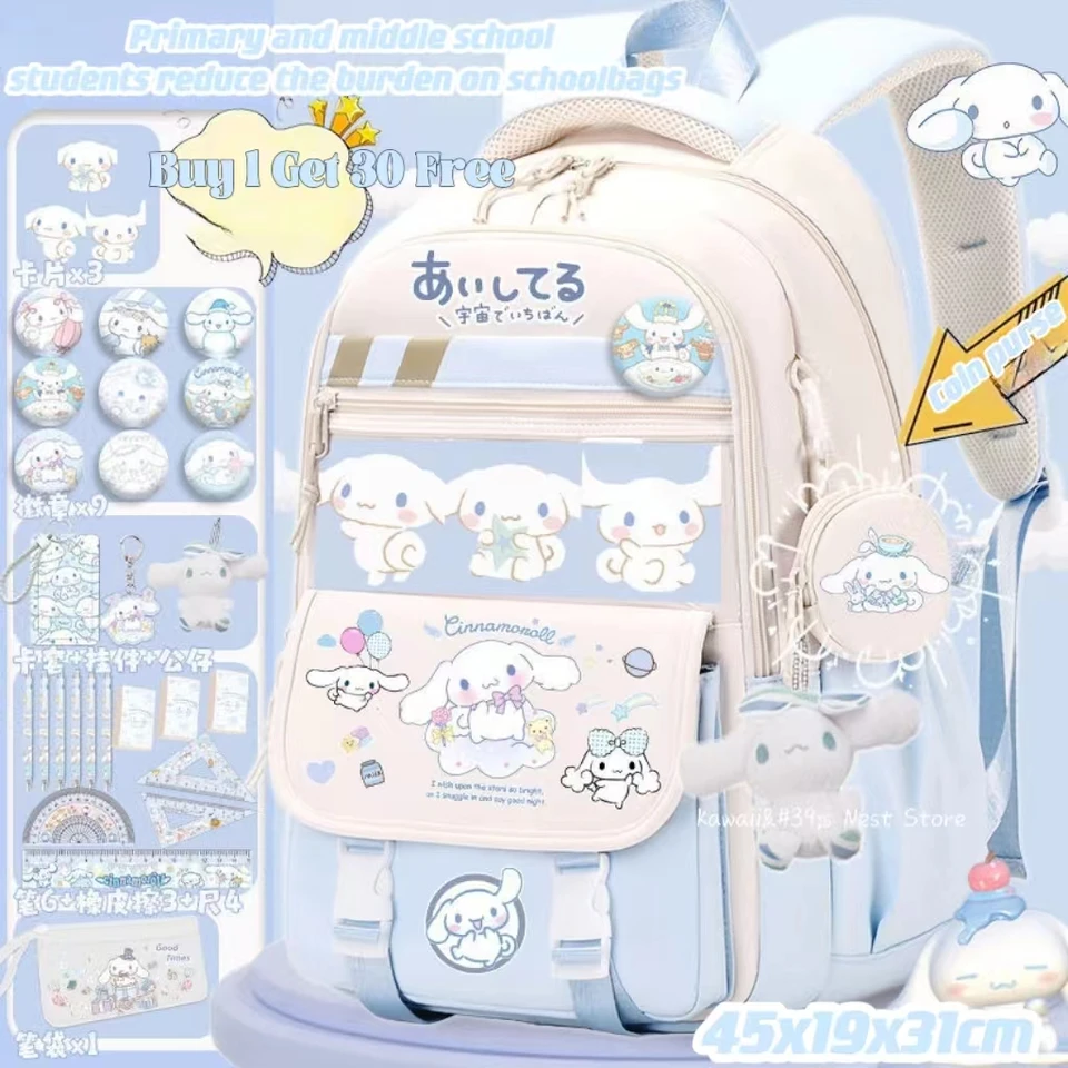 Cinnamoroll veľkokapacitný kreslený detský batoh Kuromi My Melody Pochacco Mochilas estetická detská školská taška