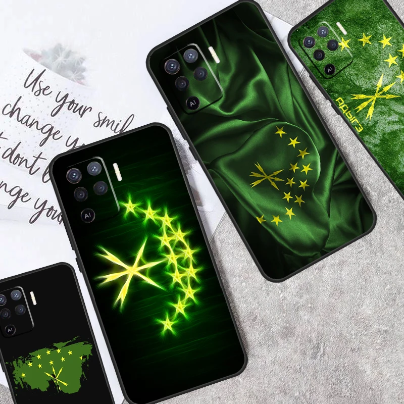 Circassian vlajka Adygea pre Oppo A76 A96 A16 A58 A78 A98 A5 A9 A53 A17 A57 A77 A15 A52 A72 A93 A74 A94 A94 A54S