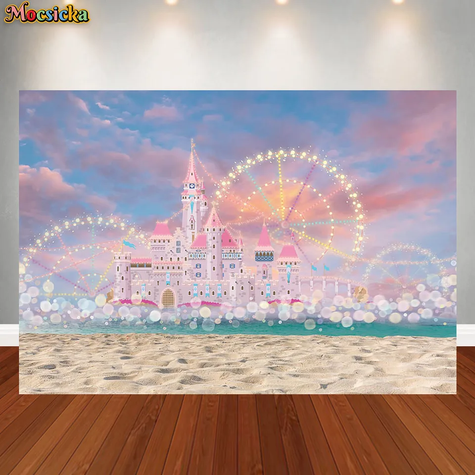 Cirkusová téma pozadie pre deti Photograpanie Ferris Wheel Amusement Park Park Broken Scene Decor Decort Portrét Portrét Photo stánok