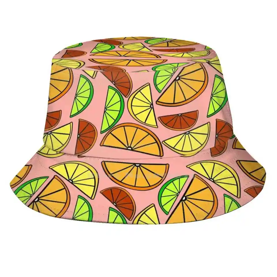 Citrus Sun Hat Topi rybár čiapky vedro klobúky ovocie oranžové vápno citrónová krv Citrus kyslé sladké jedlo jasné veselo