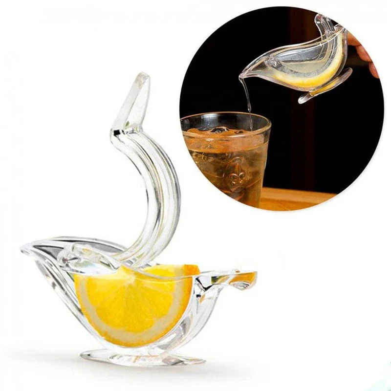 Citrón Manuál Juicer Press Stlačte ovocie Mini manuálny odšťavovač vtáka Tvar Priehľadný prenosný pre pomarančový kuchynský šmykľavka