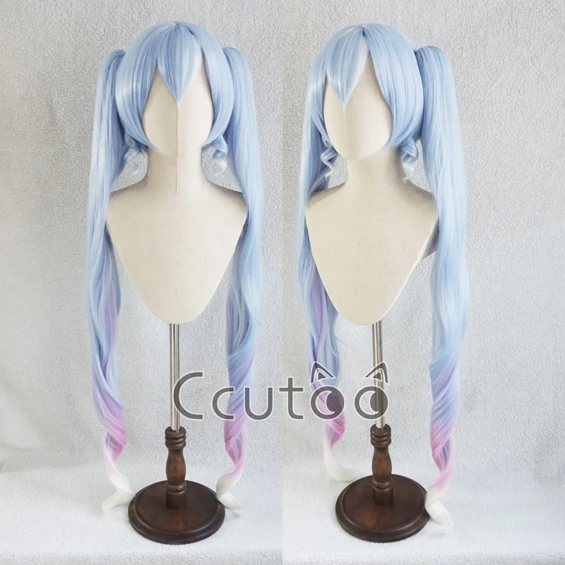 Ckutoo Winter Miku Blue Purple Pink Gradnly White 120 cm dlhá kučeravá syntetická cosplay parochne Parochne odnímateľné copy