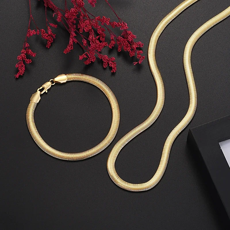 Classic 6mm Snake Bone náhrdelníky náramky 925 Sterling Silver Pasted 18k zlaté šperky pre mužov