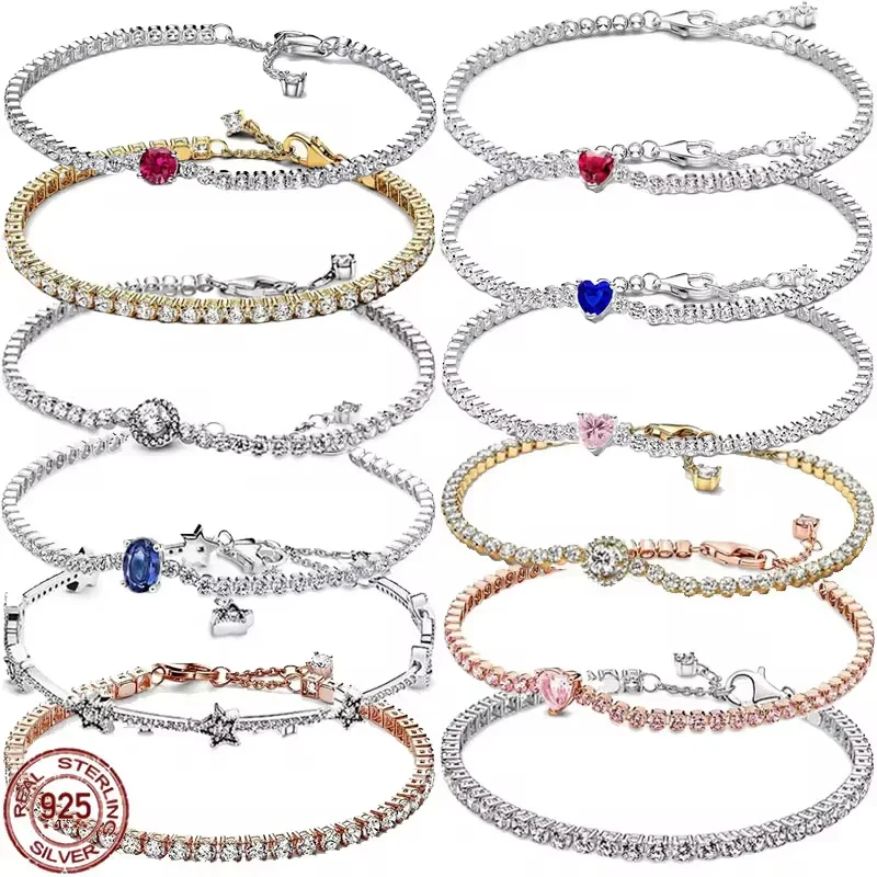 Classic 925 Sterling Silver Women's Hravá módna zirkón Crystal Ruange Romantický qixi Valentín vianočný darček