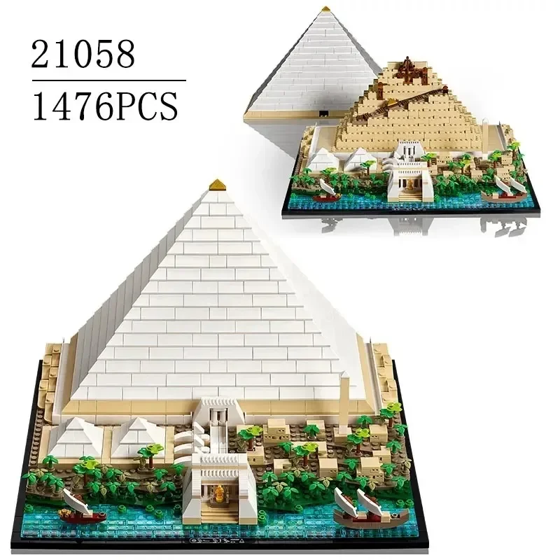 Classic The Great Pyramída z Giza Model City Architecture Pohľad na ulicu Kompatibilné 21058 stavebné bloky nastavené pre darčeky pre dospelých hračky