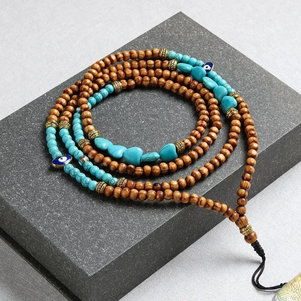 Classic Women Men Mobile Phone Lanyard Strap Drevené zelené korálky retiazka módne šperky boho popruhy