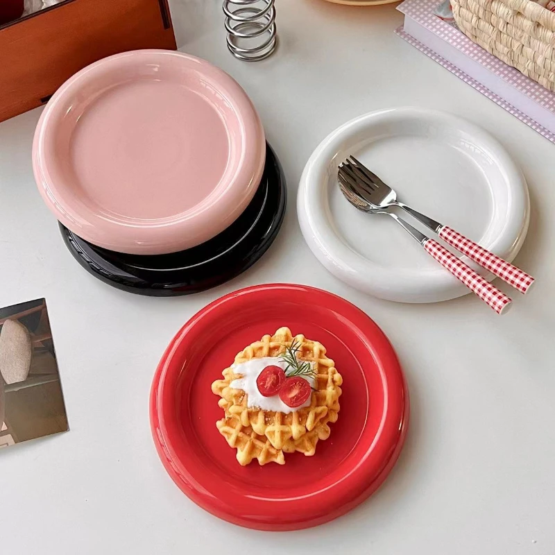 Claver v štýle INS bacuľatá domácnosť High-end čistý biely dezertný tanier kavia