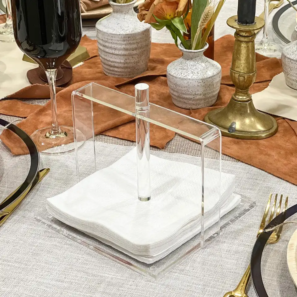 Clear Lucite Brnuder držiak akrylové tkanivové skrinky držiak na plochu držiak držiak tkanivový box Organizátor Hotel reštaurácia stola dekor