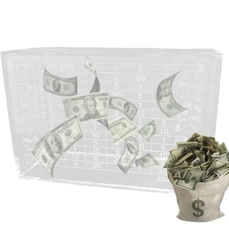 Clear Money Box Transparentné hotovostné mince šetrí nádobu na peniaze s číslami Kompaktné a robustné mince peniaze banká