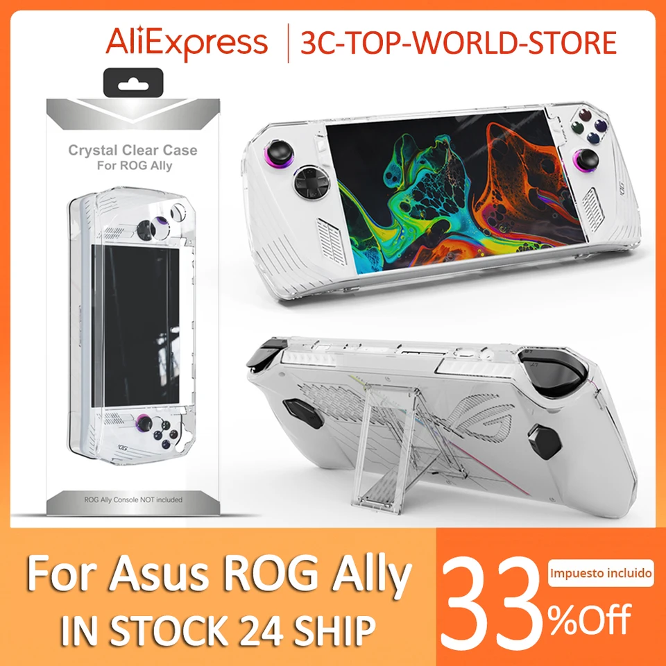 Clear Protect Case Cover pre Rog Ally Console PC PC Tvrdé kryštály puzdro na puzdro s kickstandom Herné príslušenstvo pre Rog Ally