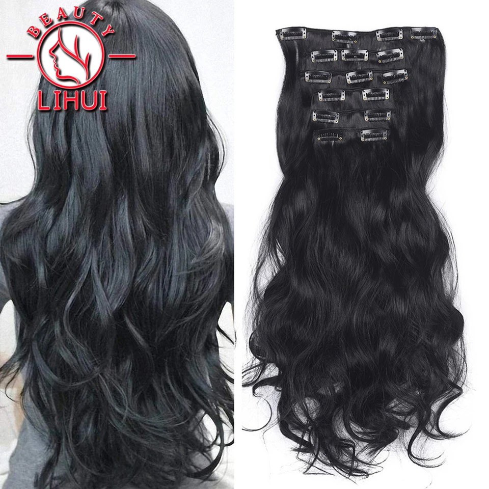 Clip in Hair Extension Dámske falšované zvlnené účesy 20 
