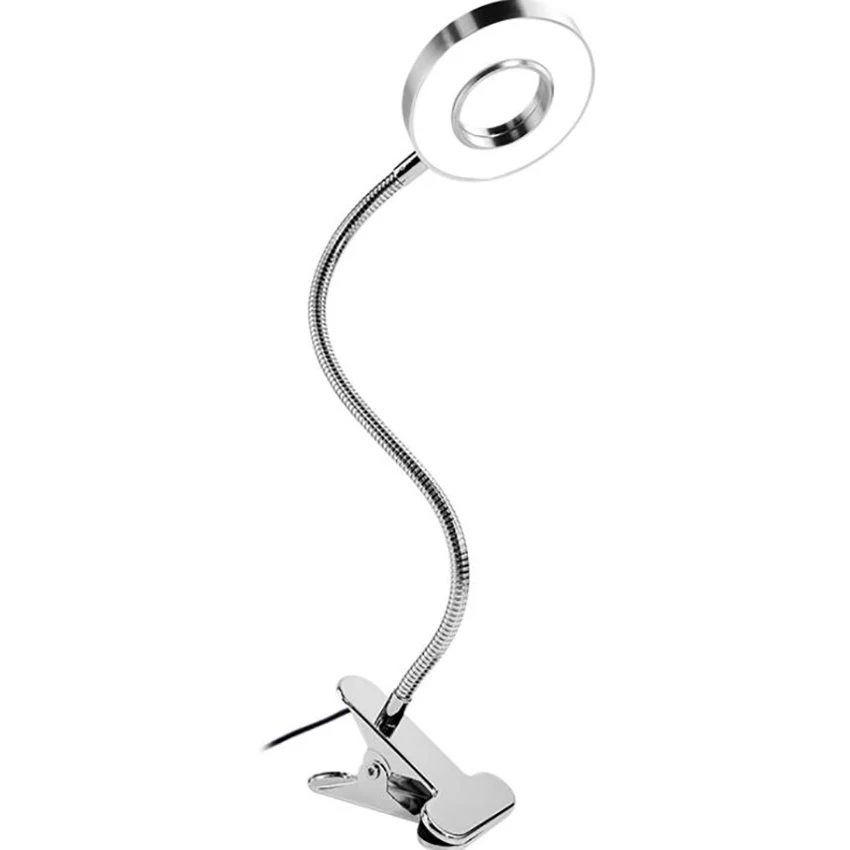 Clip-On LED čítanie svetlo, svorka na stolovej svorke, 360-stupňový flexibilný krk, biele, 3-farebné svetlo pre stôl, počítač, kanceláriu