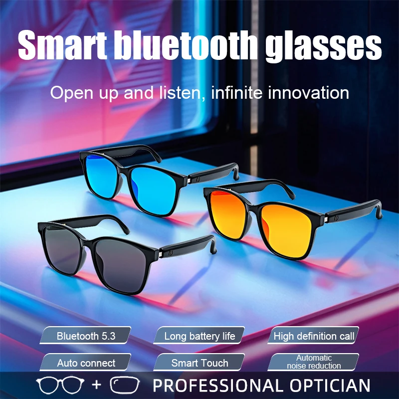 Clloio inteligentné okuliare na predpis muži Muži myopia Polarizované slnečné okuliare Ženy Anti Blue Ray Čítanie okuliare IPX4 Bluetooth Telefón