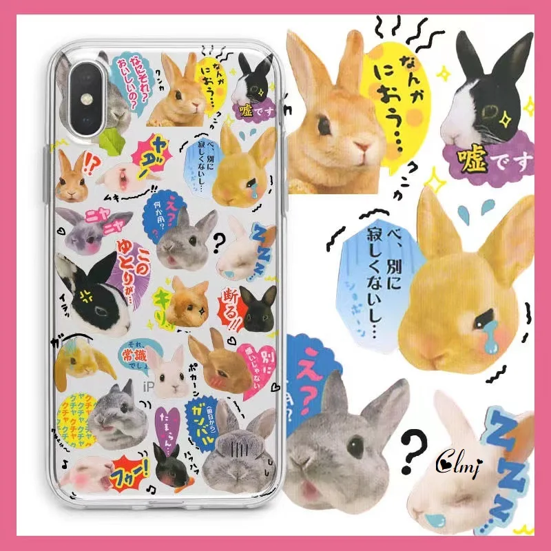 CLMJ Cute Rabbit Seal Pase Pase pre OPPO A3 A60 A57 A38 A79 A58 A98 A3X F9 A94 A92 A74 A73 A53 2020 PRO 5G Kartoon