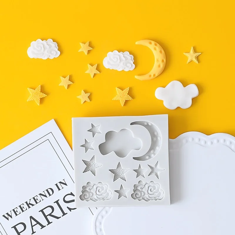 Cloud Moon Stars Cake Fondant Foldy Cake Pečenie zdobenie náradie Čokoládové cukrovinky Silikónová forma pre dekorácie košíčkov