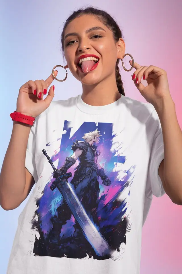 Cloud Unisex Graphic Tee, košeľa FF7, Final Fantasy Tee, FF Merch, Moogle Tirla