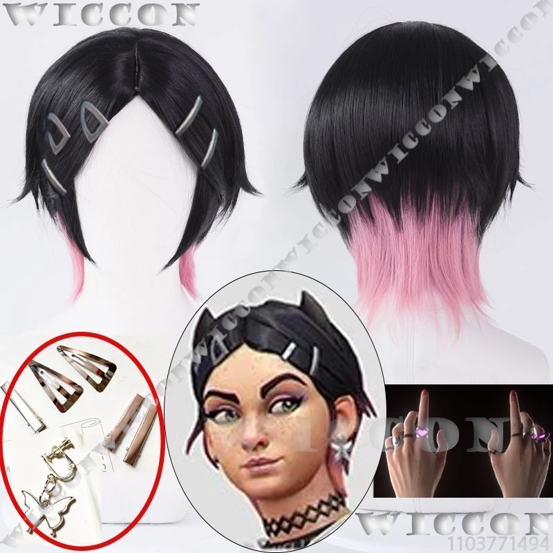 Clove Game Valor Cosplay prop prop parochňou klip uší, reťaz, čierne krátke vlasy roztomilé ženy dievča dutiny roleplay Prispôsobené