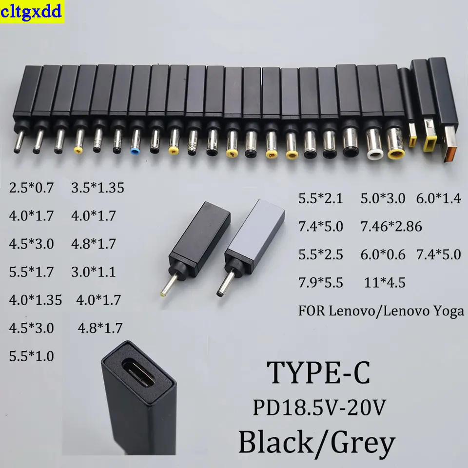 cltgxdd 1 kus laptop pd napájacieho adaptéra USB typu C samice DC 7.4x5.0/4,5x3.0/5,5 x 2,5 mm vhodné pre Lenovo ASUS HP Dell zástrčka