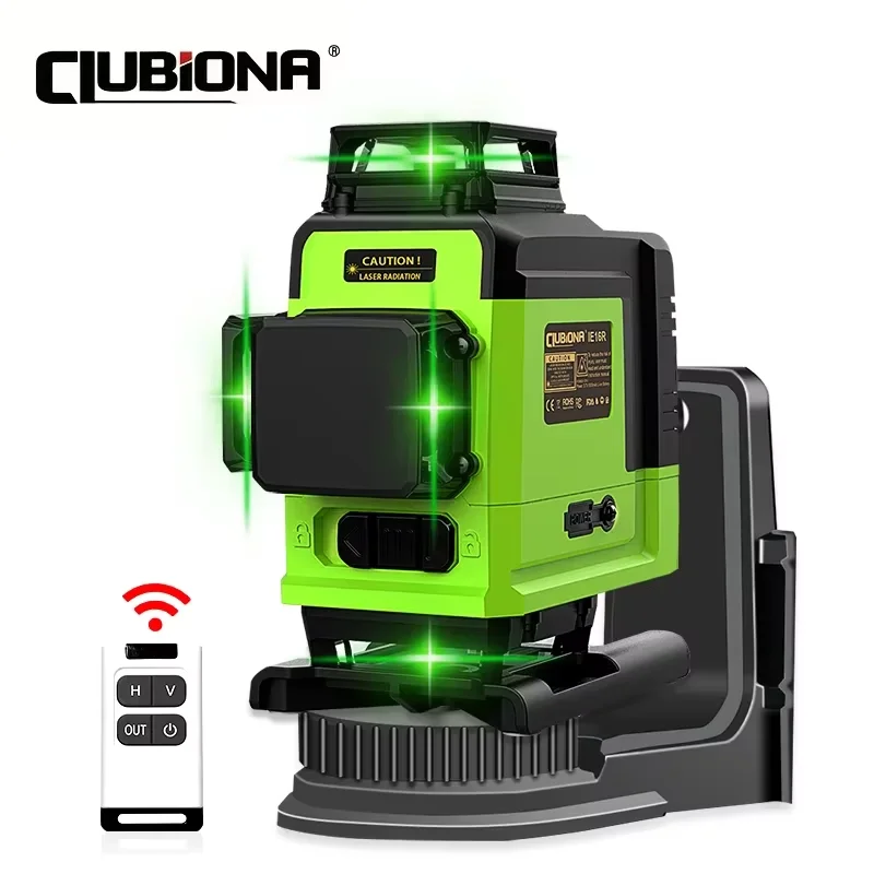 Clubiona 4d 16 Lines Profesionálny nemecký jadro podlahové stropné podlahové stropné diaľkové ovládanie Green Line Laser Level s 5000 mahmi li-iónovou batériou