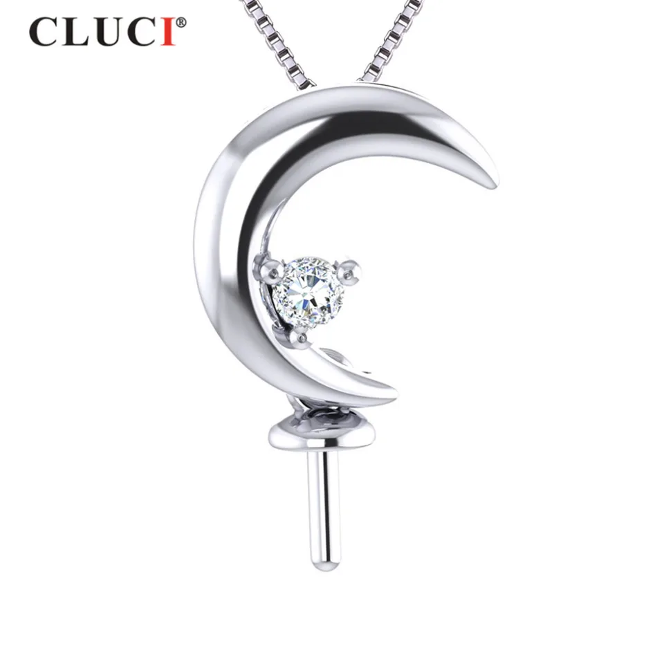 Cluci 925 Sterling Silver Pekný Mesiac Tvar Pendant Romantický darček pre najlepšieho priateľa Pearl Pendant Jewelry SP303SB