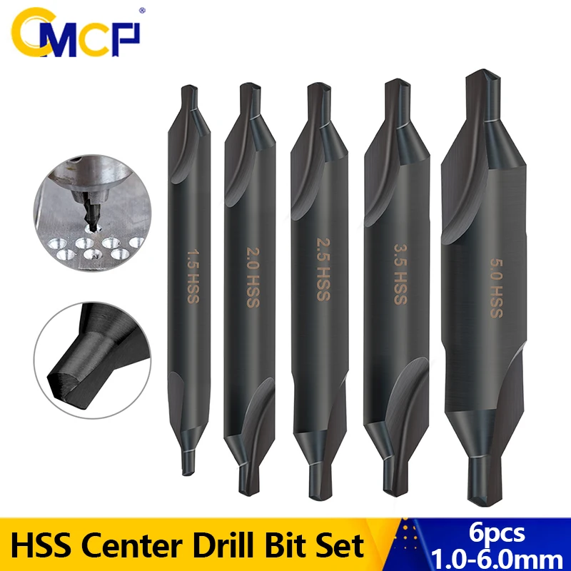 CMCP countersink bit bit HSS Center Bit Bit Bit Set 1/1,5/2/2,5/3,5/5/6 mm 60 stupňov 60 stupňov potiahnutých Kombinovanými stredovými vŕtačkami pre kov