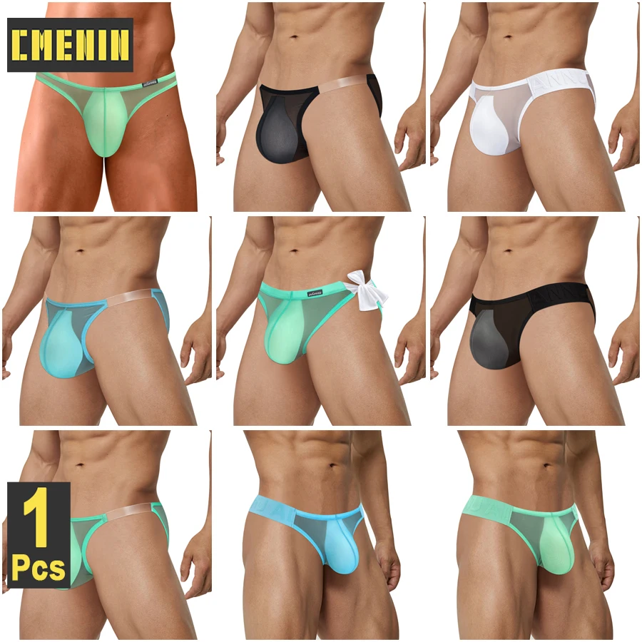CMENIN 1KS Sexy Men Riflice Transparentné sieťové bikiny Mens Podpory pánske nohavičky Ultra tenké priedušné homosexuály