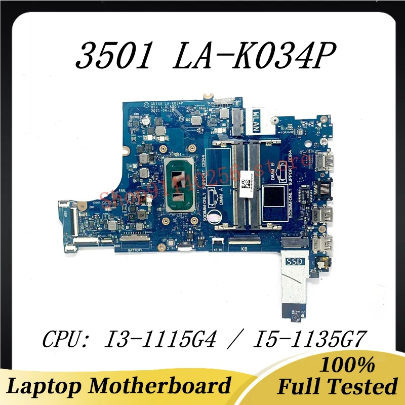 CN-0py8nm 0py8nm CN-0ftXD9 0ftxd9 HAINBOARD pre Dell 3501 LAPTOP Základná doska LA-K034P s I3-1115G4 / I5-1135G7 CPU 100% Testované