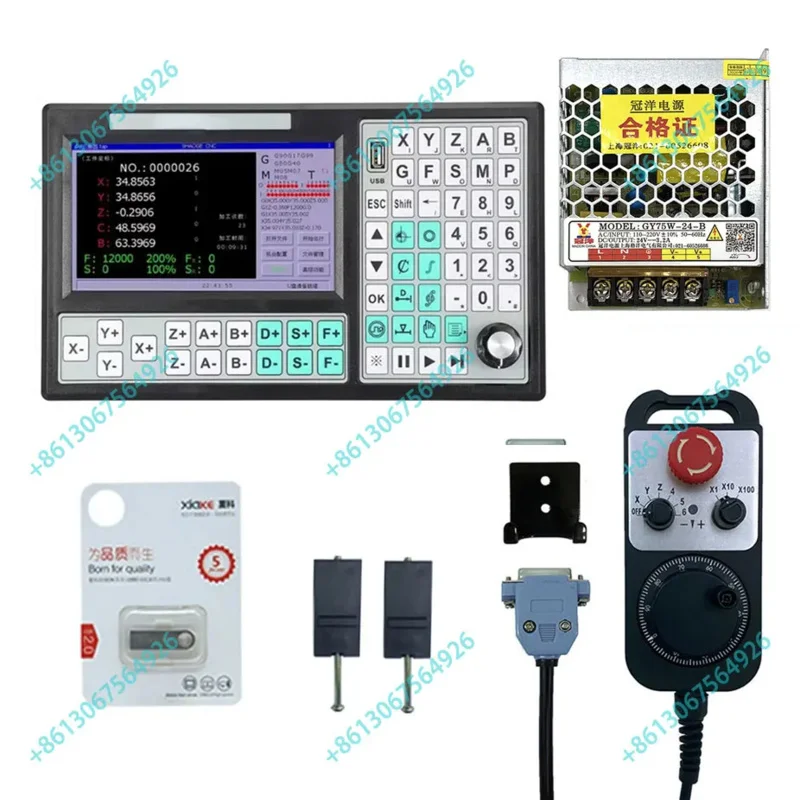 CNC gravírovací stroj ovládač SMC5-5-NN 5 Axis Offline riadiaci systém godóne g kódu Podpora RTCP 6 osi ručné koleso MPG75W24V