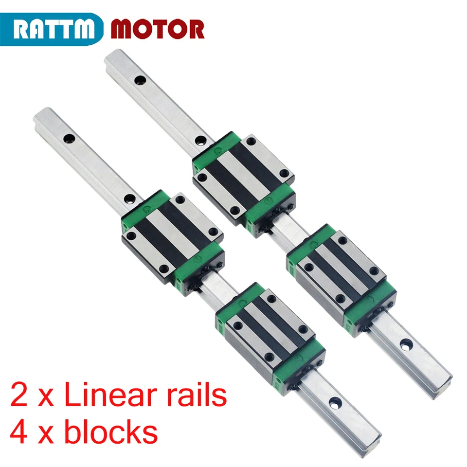 CNC časť 2pcs Hgr15 Hgr20 štvorcového lineárneho vodiacej koľajnice 15 /20 mm + 4ks bloky Hgh15ca Hgh20ca Hgw15cc Hgw20cc