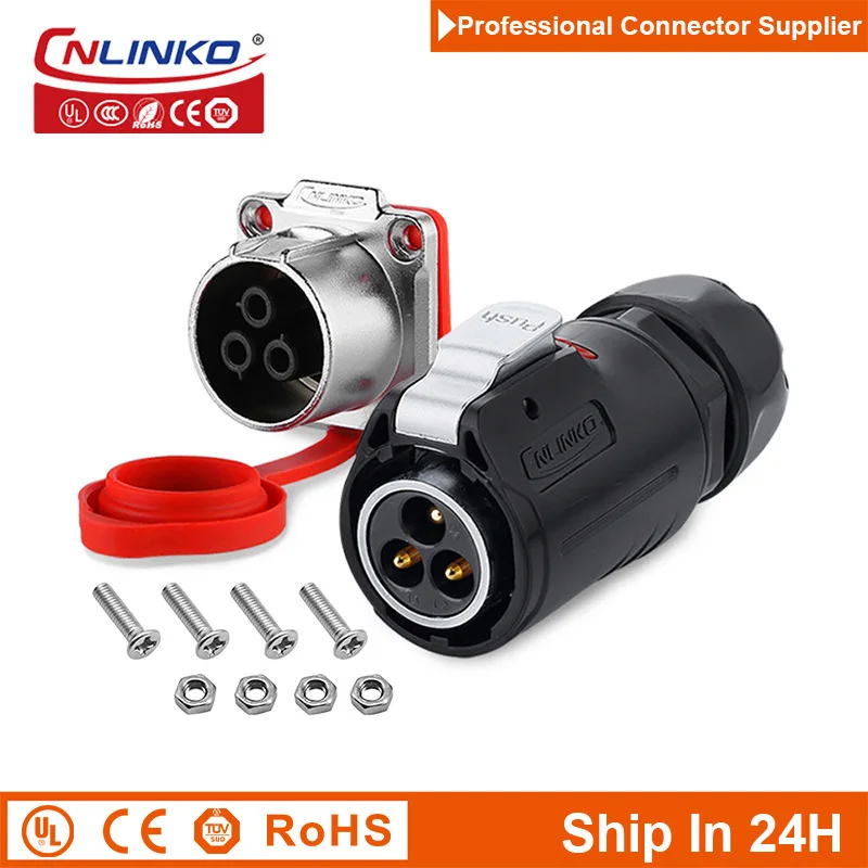 CNLinko LP24 3PIN 25A M24 Aviation Witerproof Power Connector Plug pre rádio vizuálne video Medical LED UAV Industry
