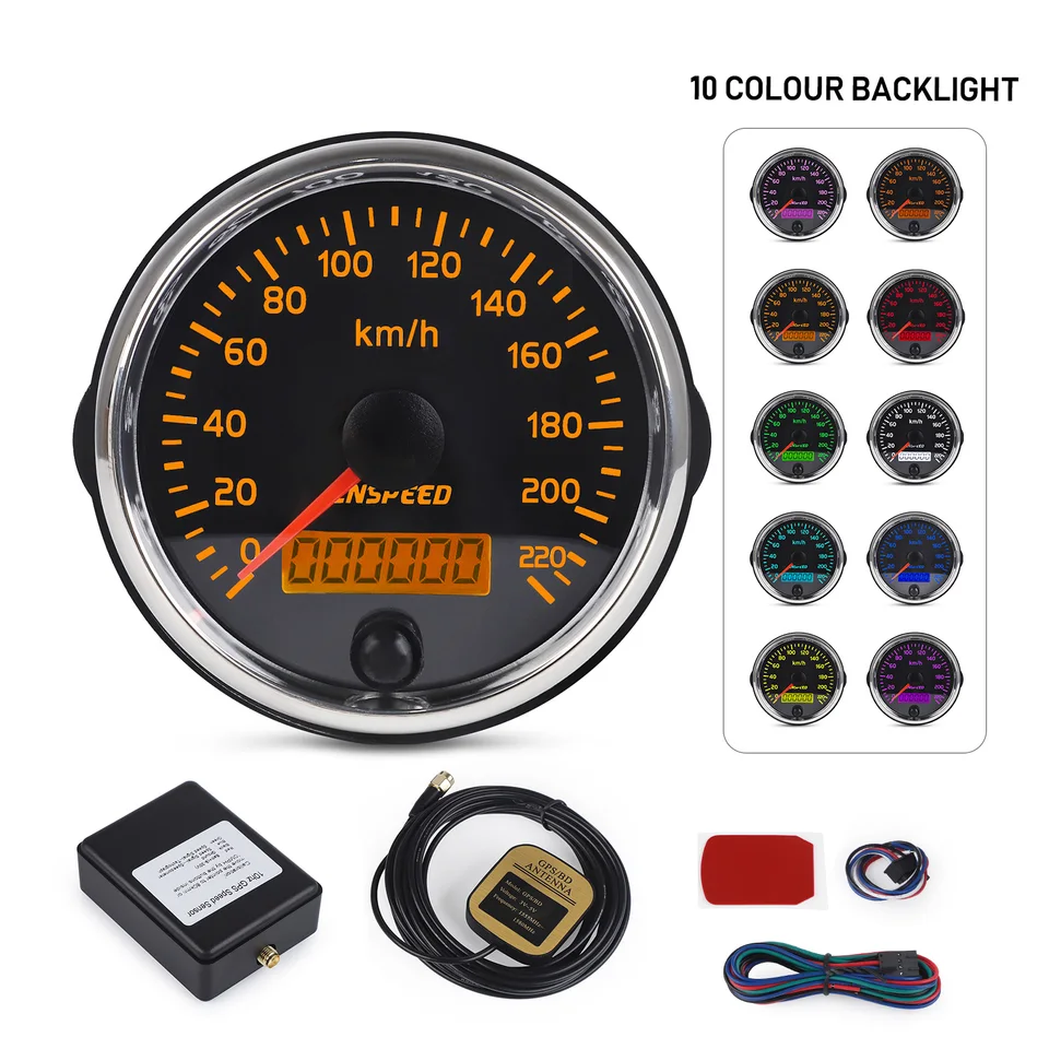 CNSPEED 220 km/h počítadlá navíjača rýchlomeru GPS 12 V 24 V 85 mm merač rýchlosti s LED a GPS anténa