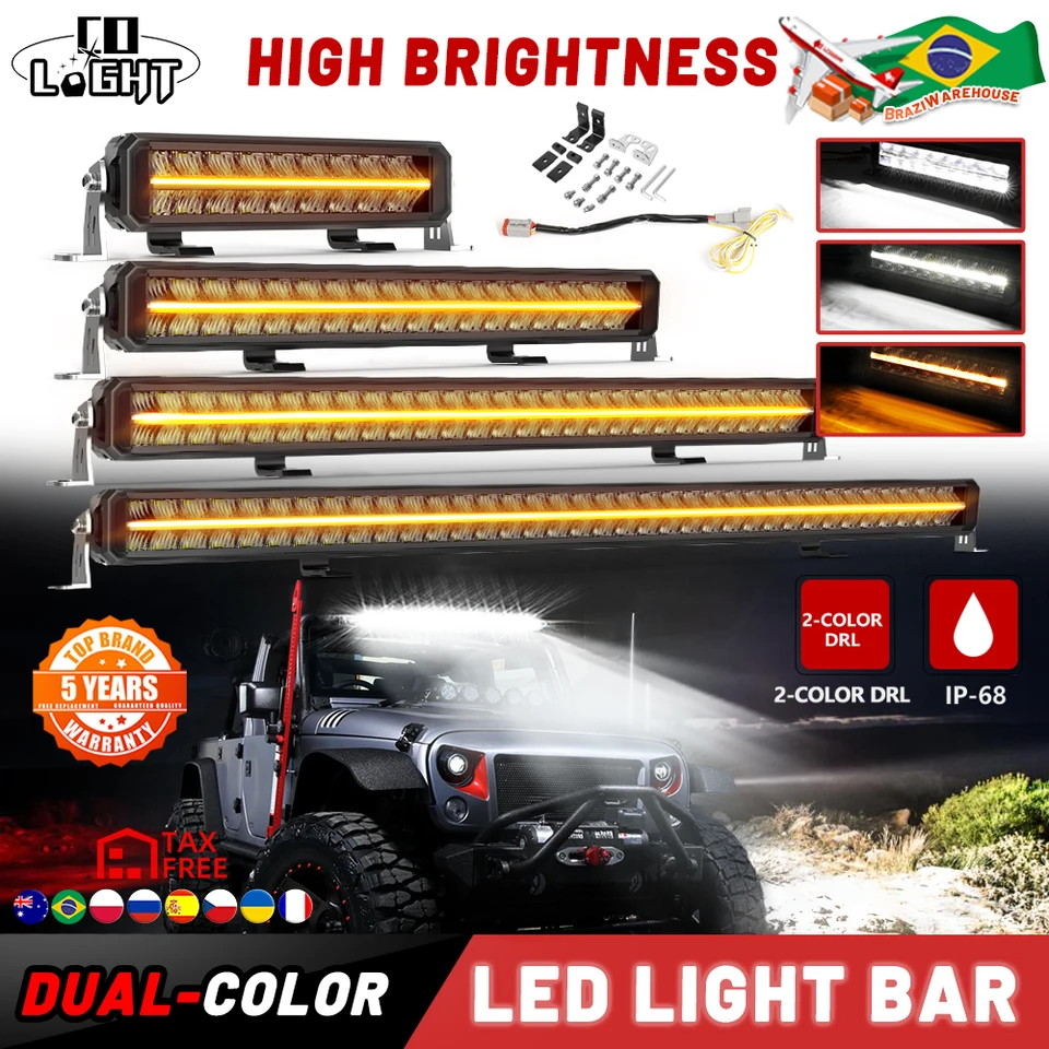 Co Light Dual Row 42 -palcový LED svetlá tyč s bielym jantárom DRL OFFREAD LED LED LED LIGHT BAR FOG LIGHT LIGHT Pracovné svetlo pre ATV UTV 4X4