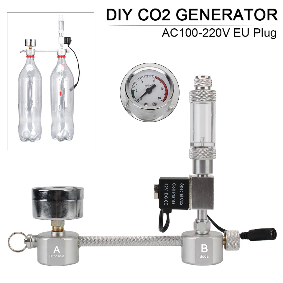 CO2 generátor akvárium CO2 Generátor Systém DIY DIY s difúzorom bublinového pultu so solenoidným ventilom pre rast vodných rastlín