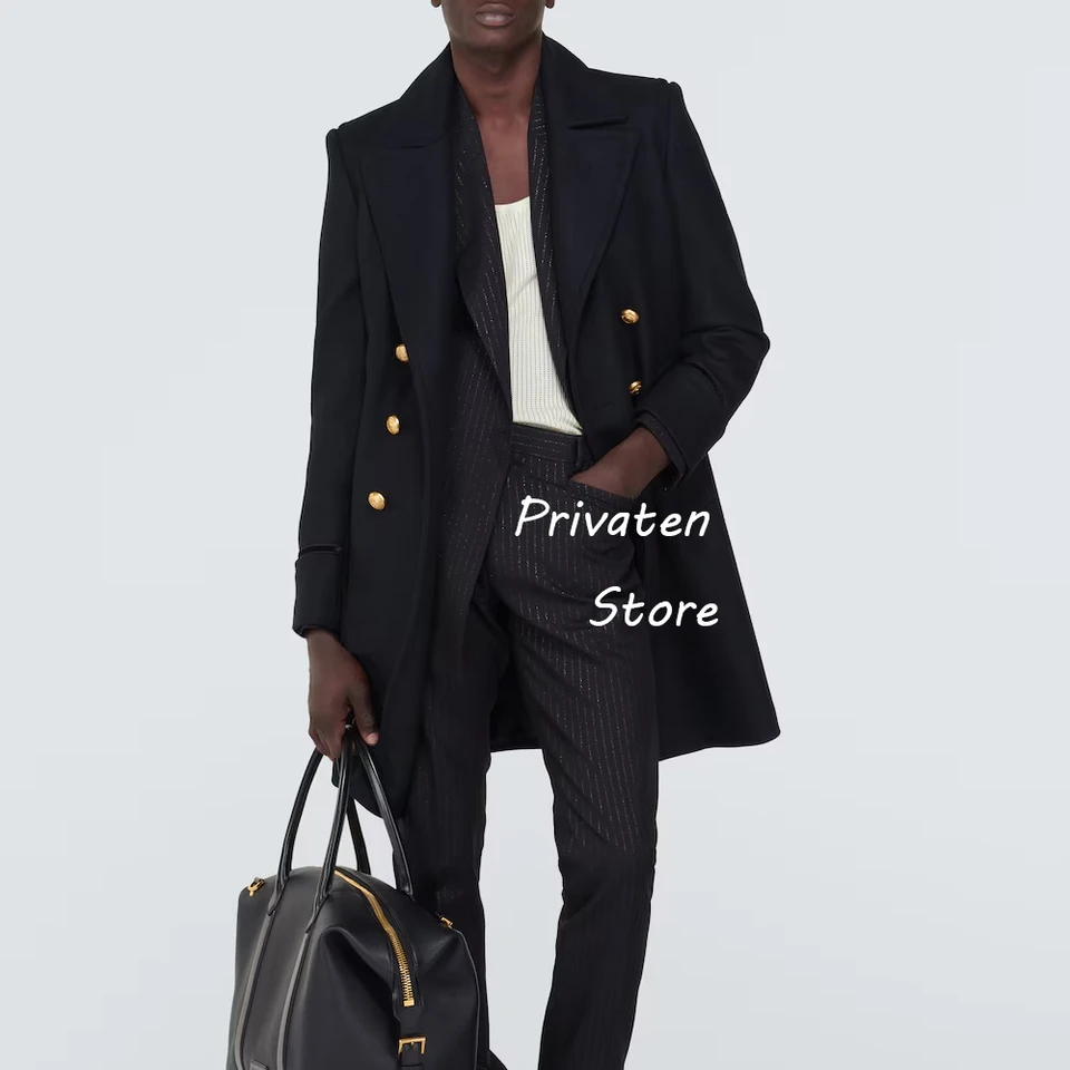 Coats for Men Jackets pre obleky s dvojitým dojčeným luxusným mužom Pánsky vlnený kabát