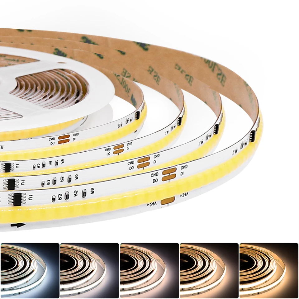 COB CCT WS2811 IC SPI LED pásma osvetliteľné 576LEDS VYSOKÁ Hustota 2700 K až 6500K Flexibilná páska FOB RA90 10 mm DC24V