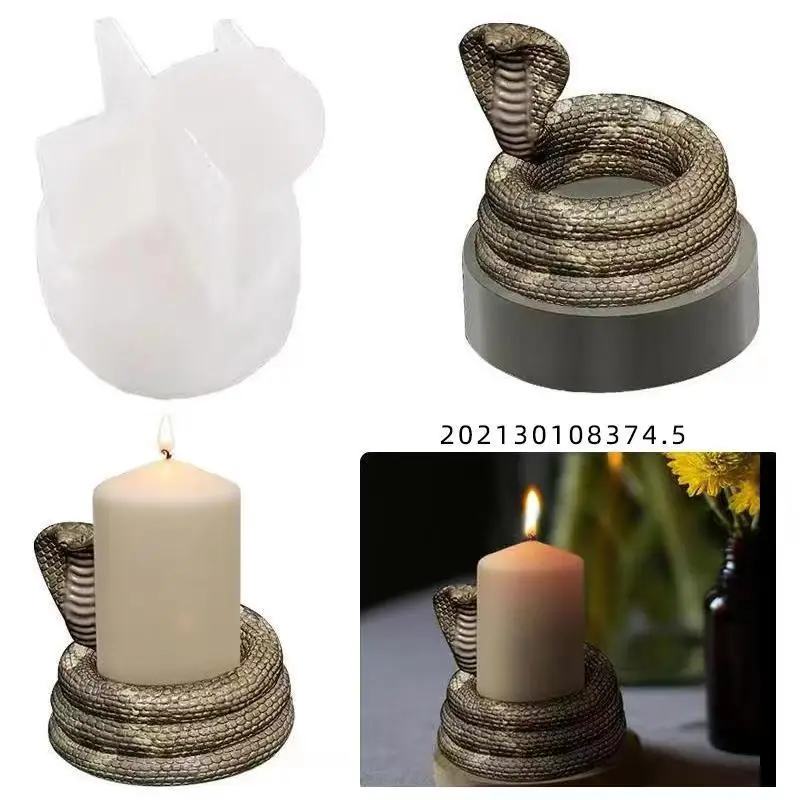 Cobra Candlestick Epoxidová živicia pleseň Hadov držiak na sviečky Silikón