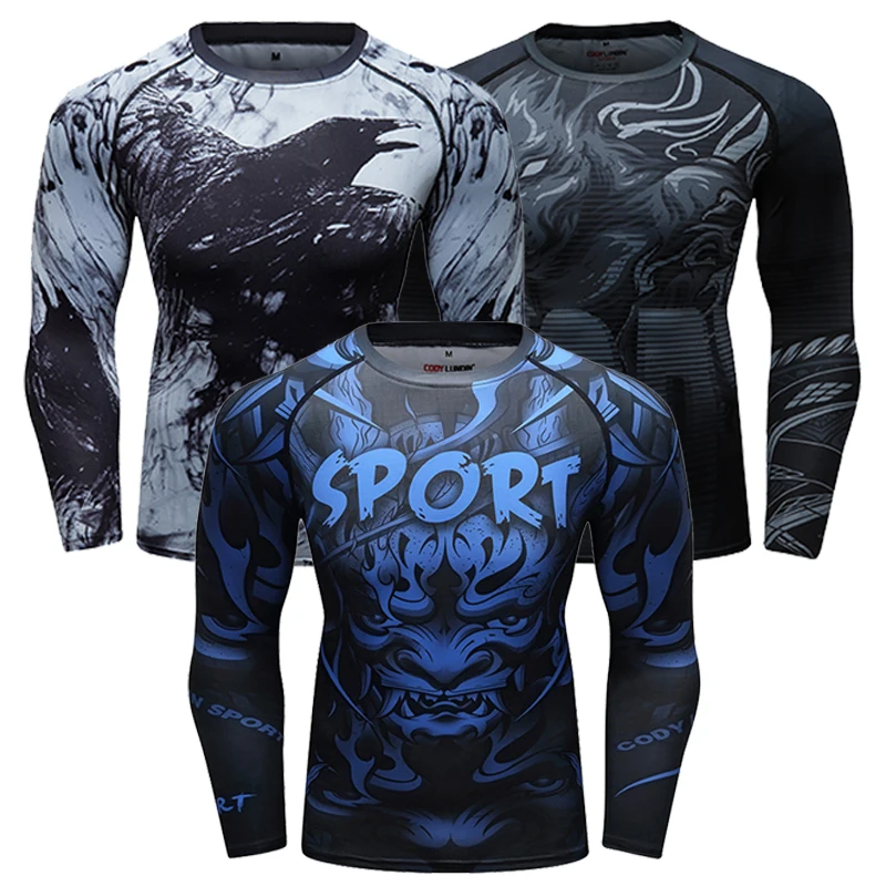 Cody tlačené zviera MMA Rashguard Kimono Jiujitsu Man Wrestling blúzka tetovanie tričká pre mužov kompresia bjj kickbox dres