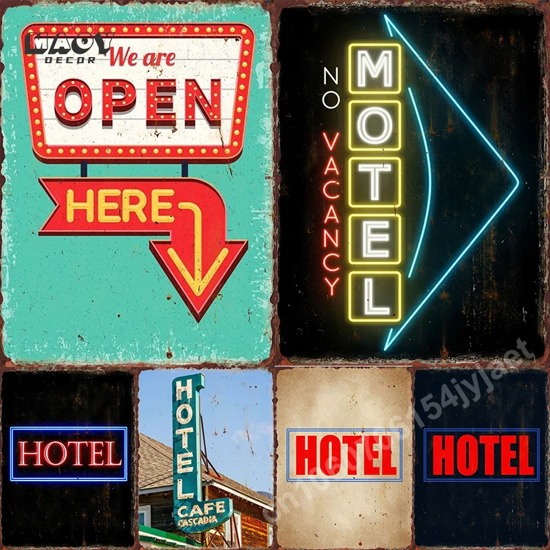 Colage Motel Road Plagát Metal Tin Signs Art Calby