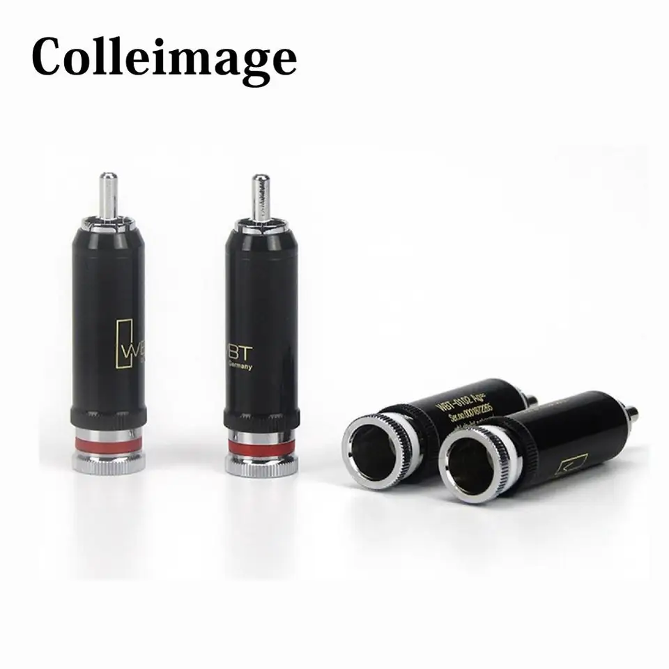 Colleimage HIFI 4ks WBT-0102AG BRASS RHODIUM PLATBAL RCA Plug pre Audio DVD CD prehrávač RCA Audio Interconnt Cable
