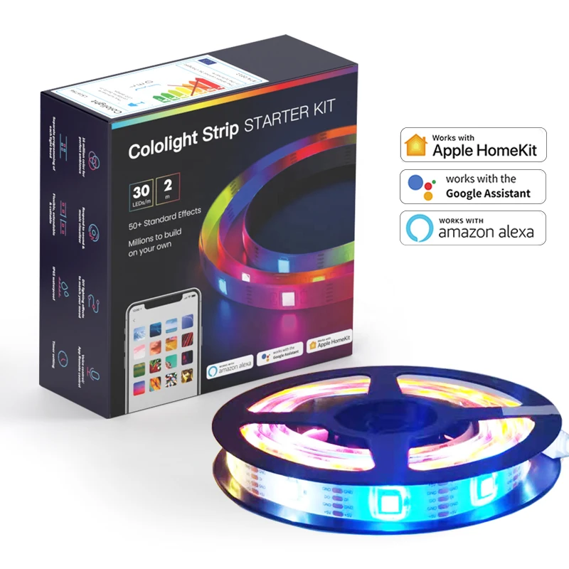 Cololight LED Light Strip Kit Smart RGB Ambient Lighting Lope Sync Sync kompatibilná so Siri Alexa Google Assistant 30 LED/m