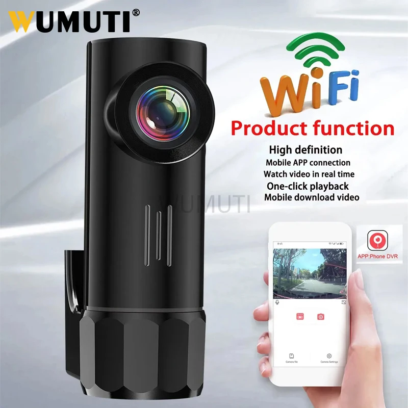 Control App Control Smart WiFi Dash Cam pre auto DVR 360 stupňov Dash Camera Night Vision VIDEOA RECORDER Čierna skrinka HD1080P
