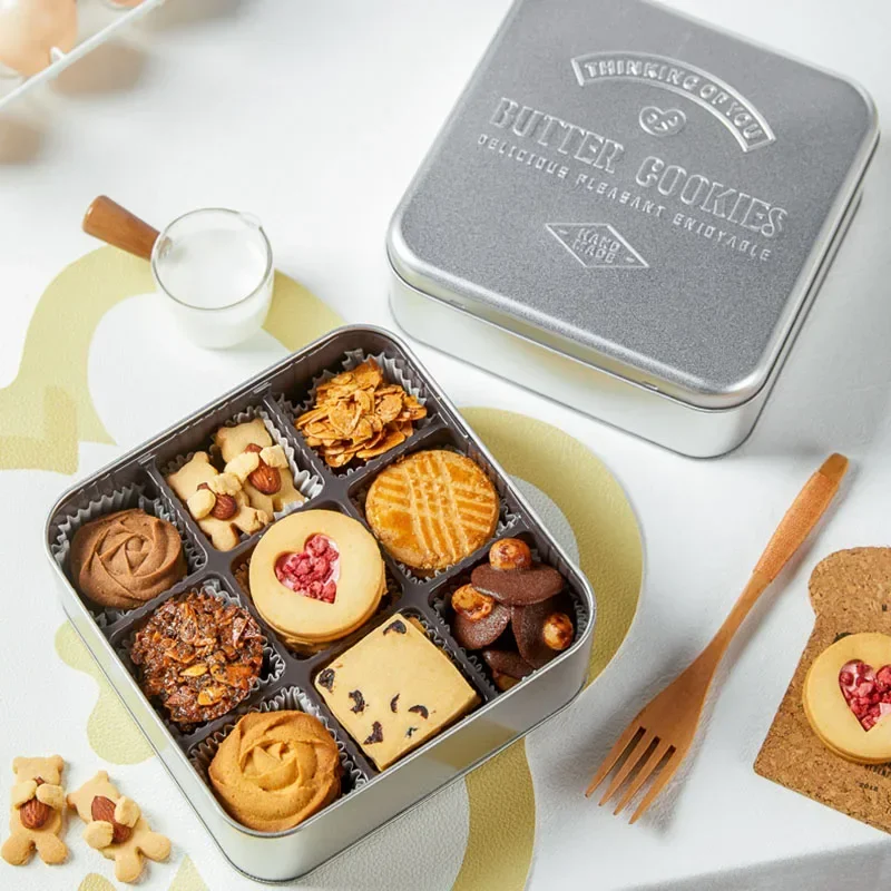 Cookie Box Metal Candy Chocolate sušien balenie darčekové boxy s vekom pre domácich majstrov na pečenie svadobná oslava darček
