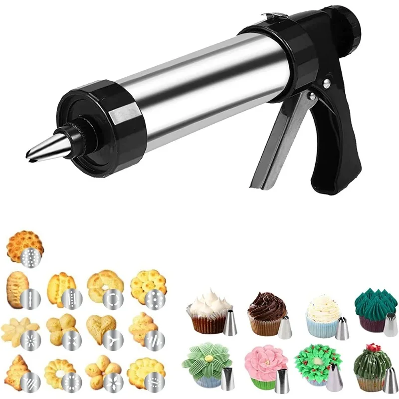 Cookie Press Kit Sušienky výrobcovia Gun Sets s 13 formami pre tlač cookie a 8 pečivo potrubia trysky koláče dekoratéra KC0225