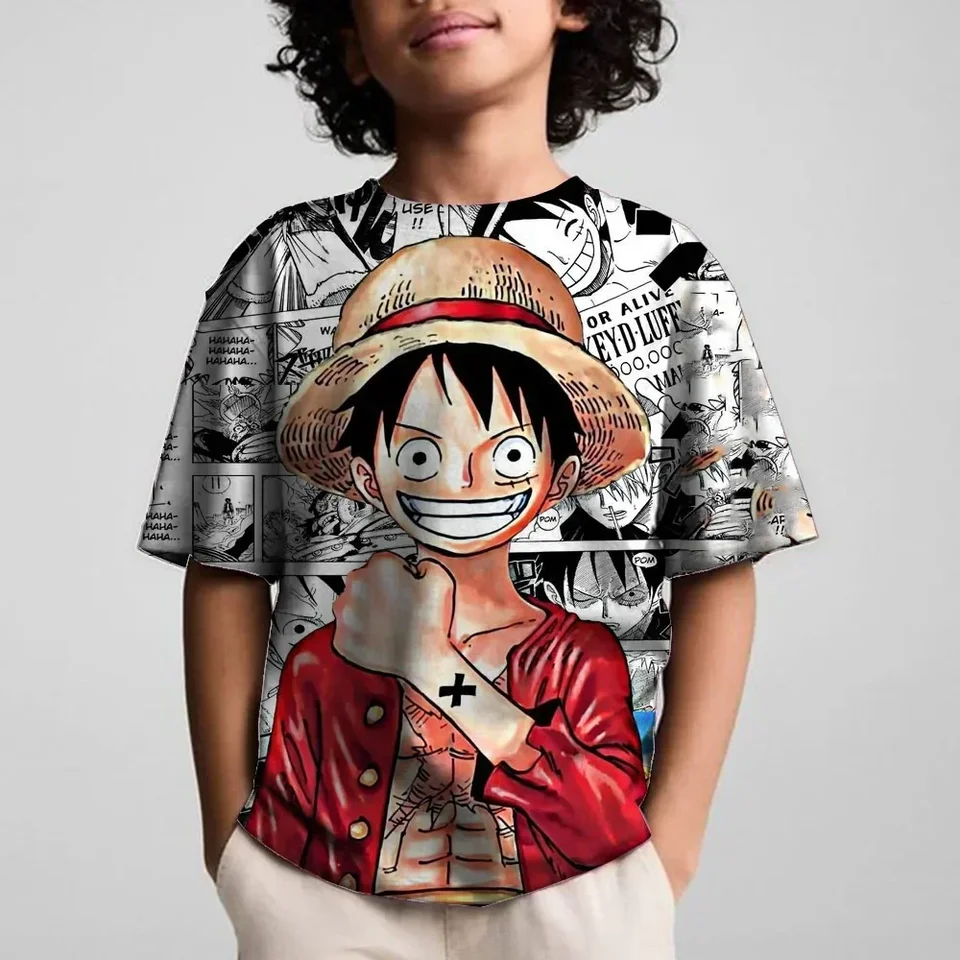 Cool 2024 NOVÝ ONE DISKO DENT DETSKÉ TLAČNÉ KARTOKNÉ TIRNE THIRNE O-NECK Krátke rukávy Luffy Sportswear Top anime Tričko