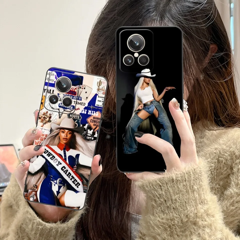 Cool B-Beyonce Mobilný mobilný mobilný telefón pre Realme GT 2 9i 8i 7i Pro X50 x2 C35 C21 C20 C11 C1 C3 Čierny mäkký telefón Funda