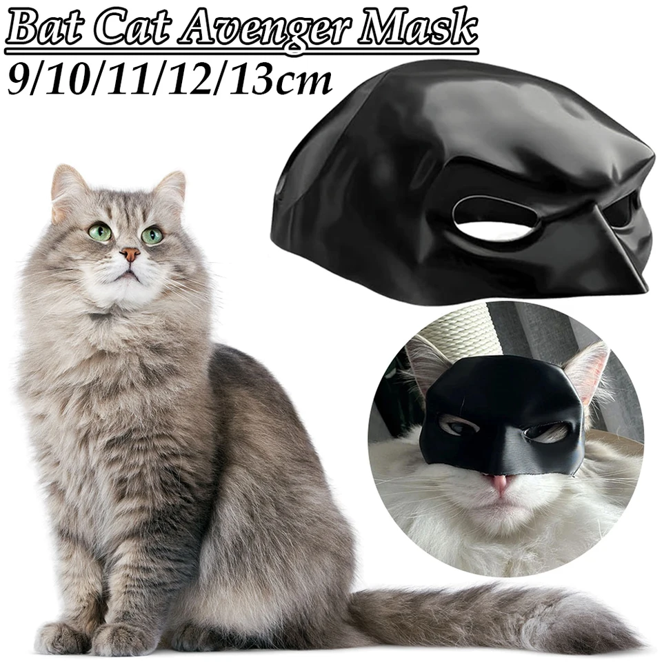 Cool Bat Cat Avenger Mask Black Cute Matte Bat Mask Superhrdinské hračky pre domáce zvieratá pre mačky a psy 9-11 cm pre Halloween Cosplay