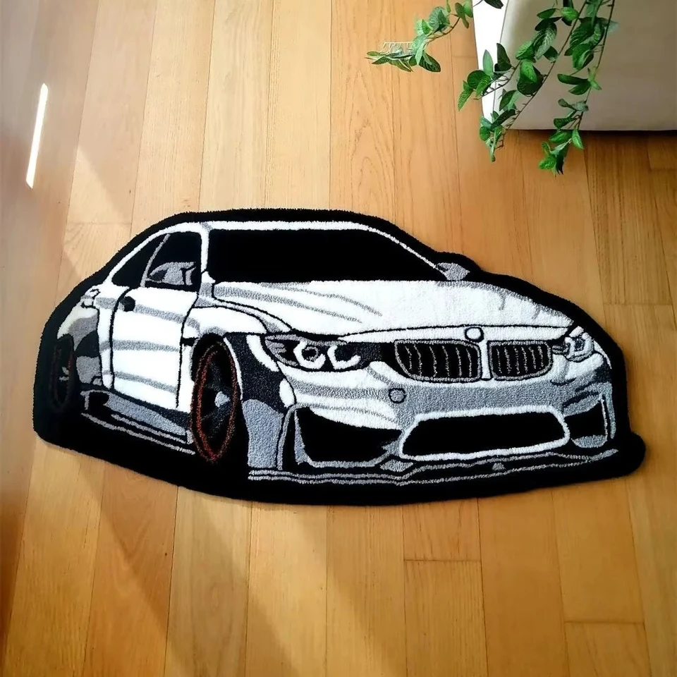 Cool biely automobil koberce koberce digitálna tlač