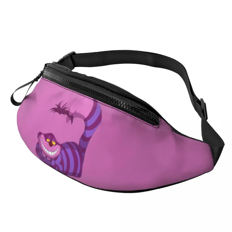 Cool Cool Cheshire Cat Anime Fanny Pack pre cestujúcich mužov Ženy Alice v ríši divov Crossbody Waist Bag Ponechal Peniaze na puzdro