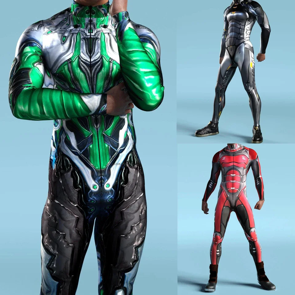 Cool Cyberpunk Mechanical Armour kombinéza Punk Cosplay BodySuit Steampunk kostým Halloween Party ukazuje mužov Ženy Zentai Suit